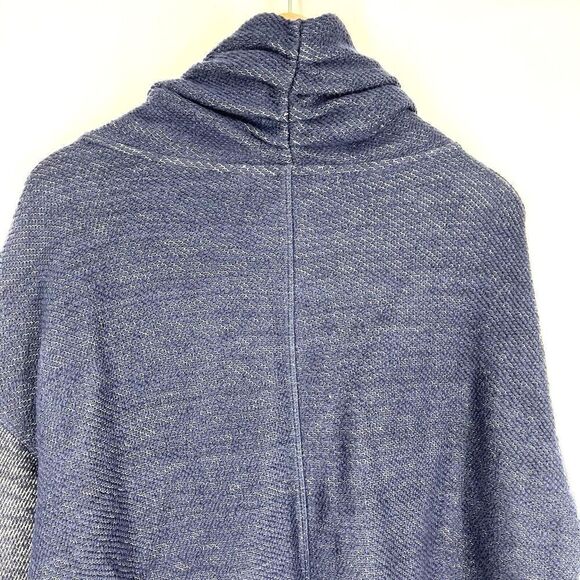 Soft Surroundings Tunic Top Size Large Navy Textured Cowl Neck Knit Long Sleeve - Picture 6 of 8